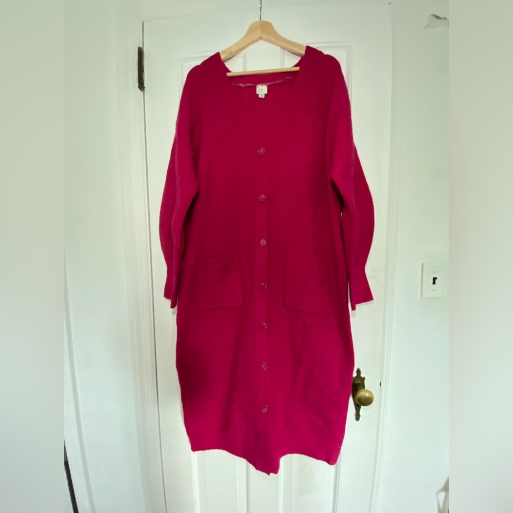 Hot Pink Ribbed Sweater Dress